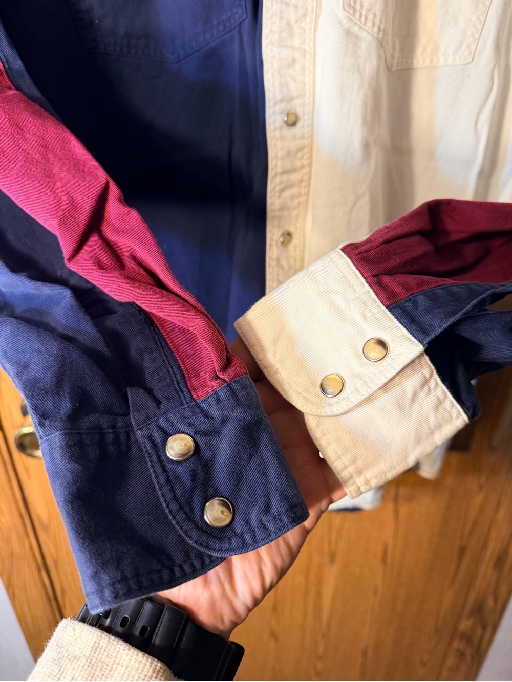 Wrangler 80s Colorblock Pearl Snap Retro Western Shirt - Picture 6 of 7